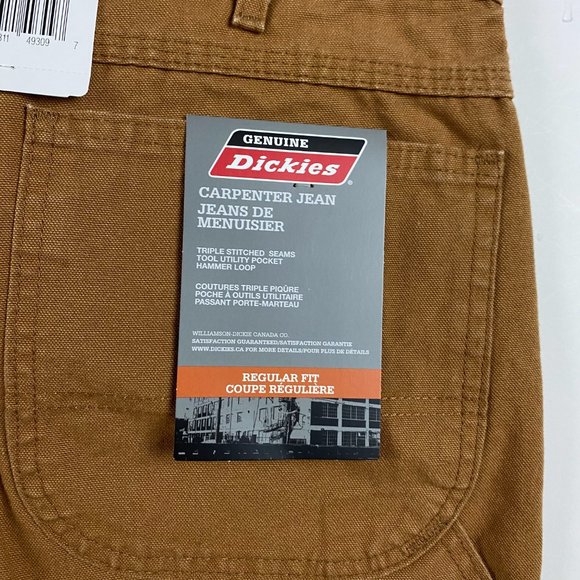 NEW Dickies Carpenter Jean Pants Men's 48 x 32 Work Utility Brown Cotton Canvas - Picture 5 of 11